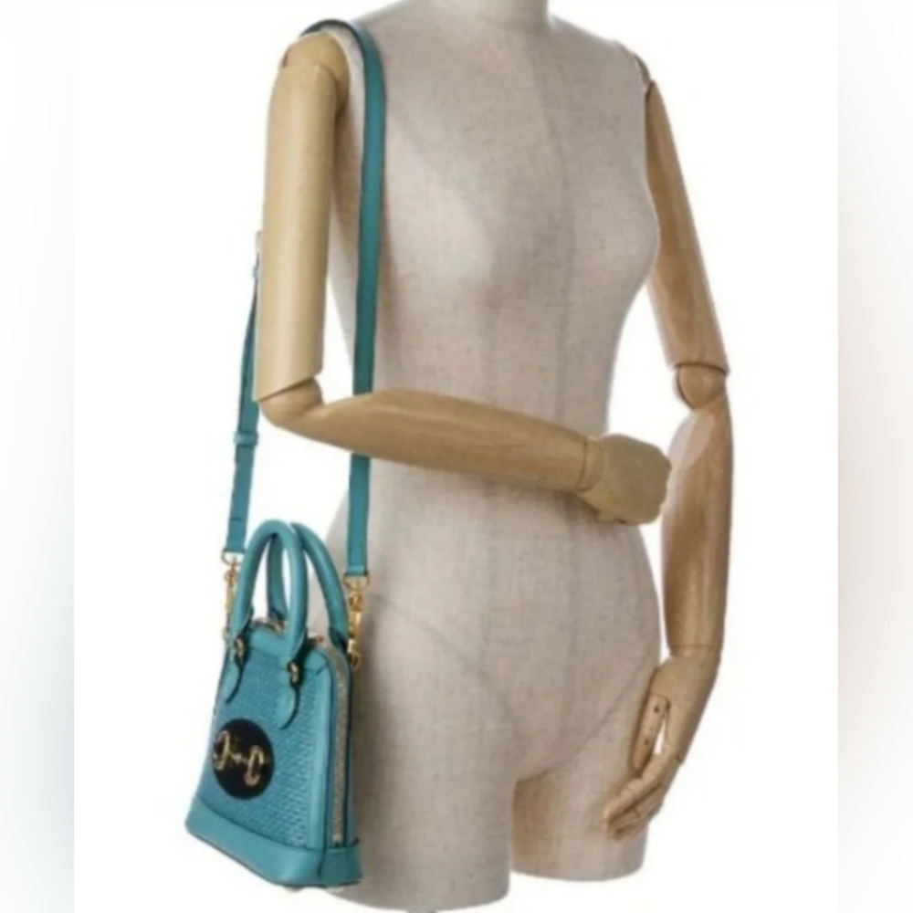 Gucci MINI HORSEBIT 1955 HANDBAG IN BLEU - Picture 16 of 17